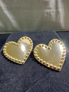 Oversized Studded Runway Heart Earrings